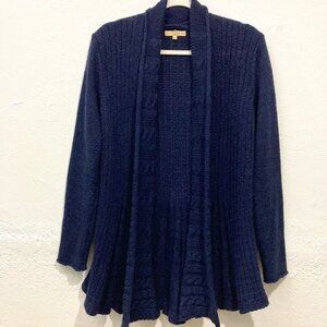 Mary Firenze Open Cardigan Knit Sweater Wool Alpaca Blend Navy Italy M
